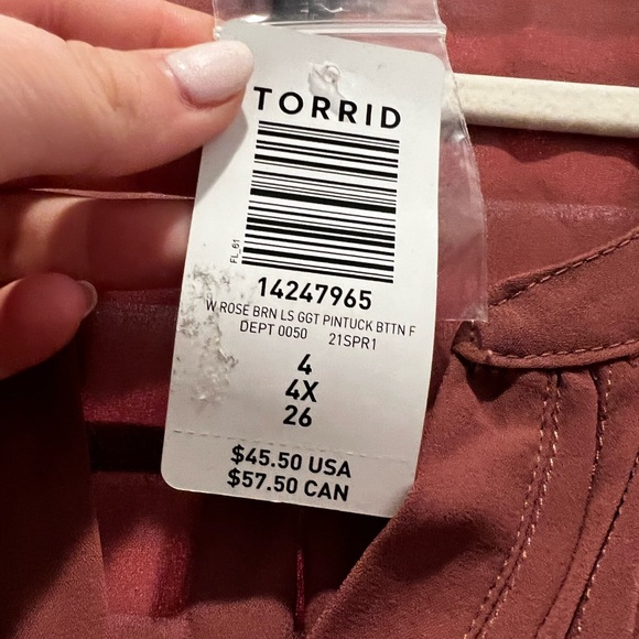 NWT Torrid Long Sleeve Pink Blouse 4X - Picture 6 of 6